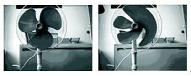 global shutter image VS rolling shutter image for moving objects Image